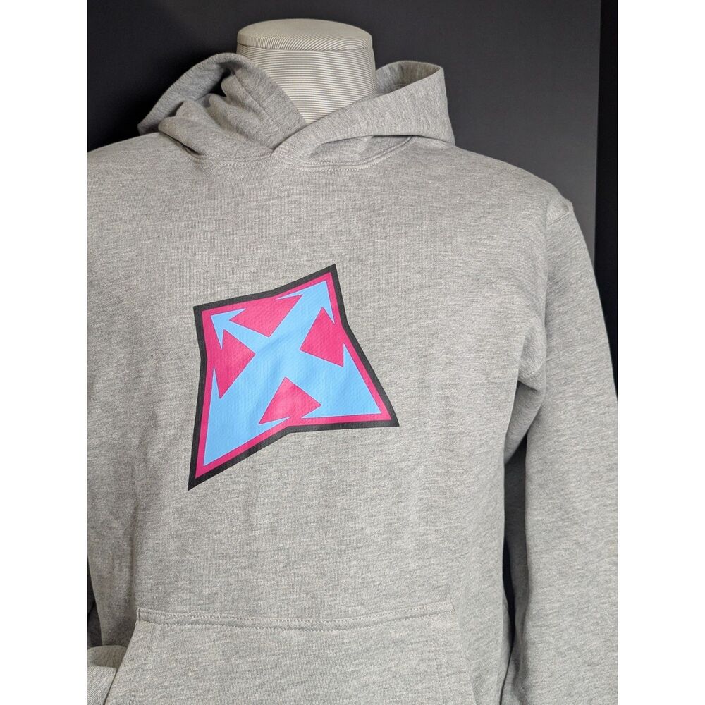 Off-White Thunder Hoodie Kids Youth Gray Size X-Large 16 New Pullover Sweatshirt